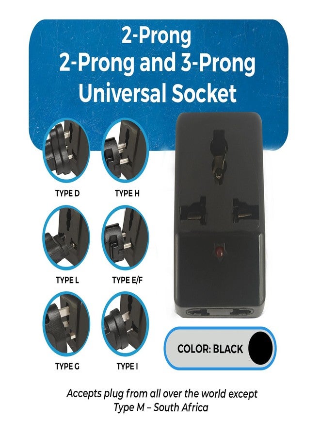 MX 3 Pin Multi Plug Socket Travel Adapter Universal Socket 3 in 1 Plug Extension Socket Travel Power Plug Adapter with Dual Inputs for Laptop, Phone, PC Pack of 2 - Image 2